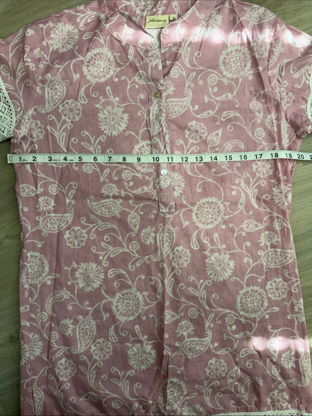 Julia Amory Pink and White Majorelle Caftan Paisley Maxi Dress.  Sz M - Picture 8 of 12
